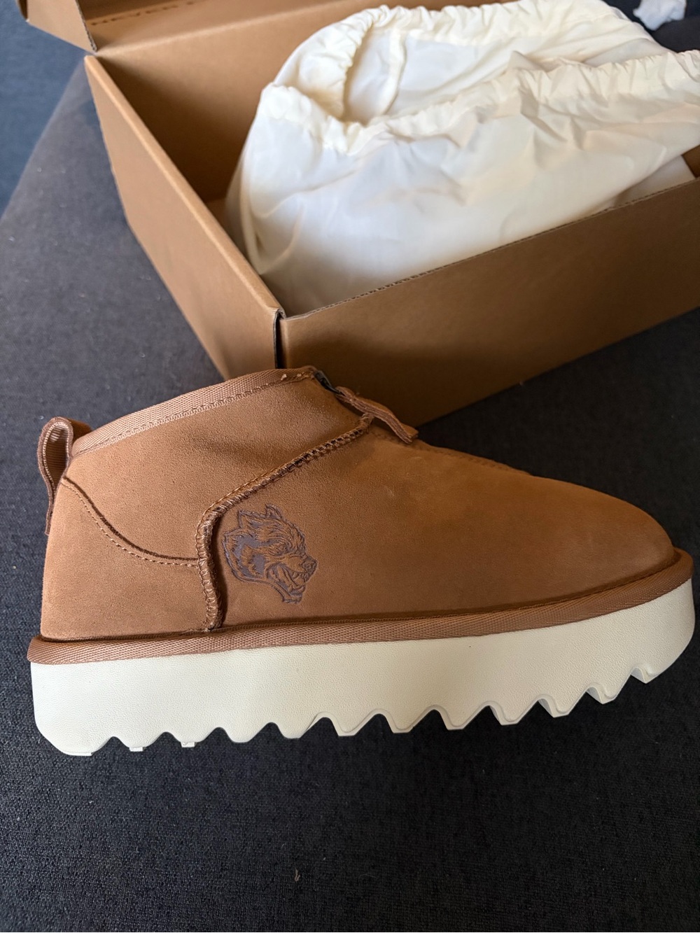 Darc Sport Brown Ankle Bootie with White Platform Sole